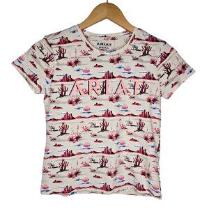 NWT Ariat Real Yuma Print Shirt Girls Southwestern Spell Out Size M